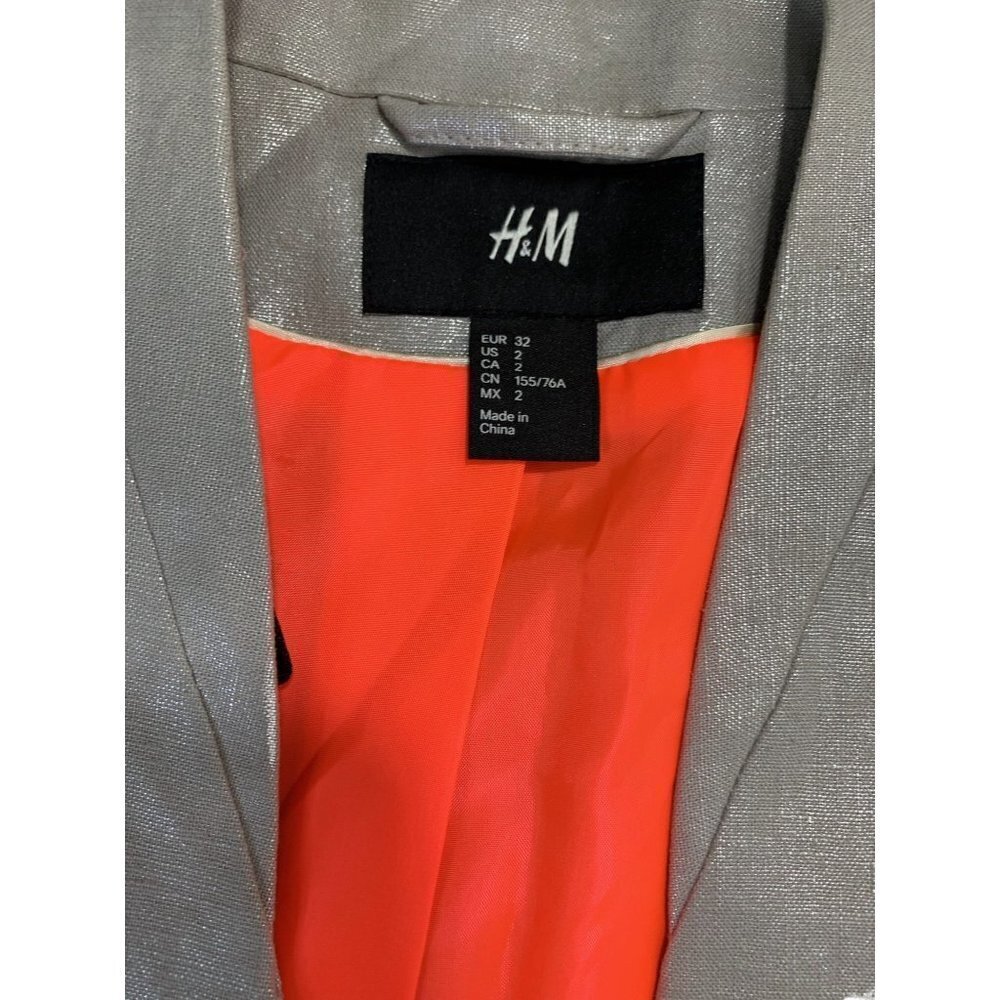 H&M Women's Metallic Light Grey Blazer - Picture 3 of 5